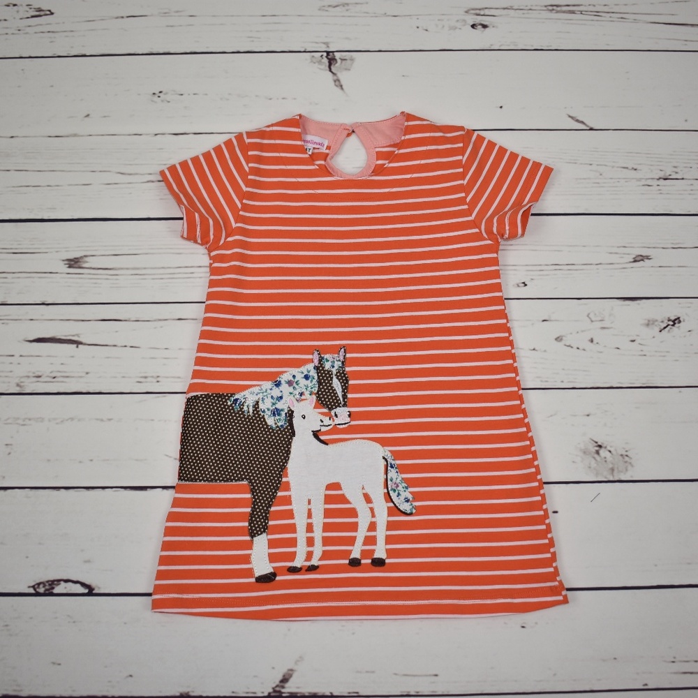 Girls Short Sleeve Horse Dress- NEW